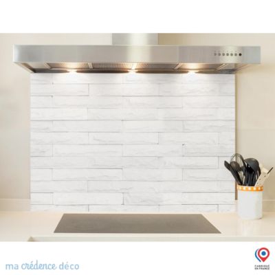 Crédence cuisine fond de hotte Mur brique en grès - Verre trempé - L 90 cm x H 60 cm - MaCrédenceDéco