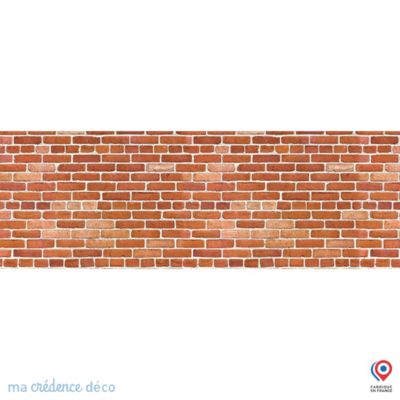Crédence cuisine fond de hotte Mur briques rouges - Verre trempé - L 90 cm x H 60 cm - MaCrédenceDéco