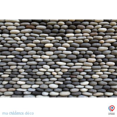 Crédence cuisine fond de hotte Mur de galets - Verre trempé - L 90 cm x H 60 cm - MaCrédenceDéco