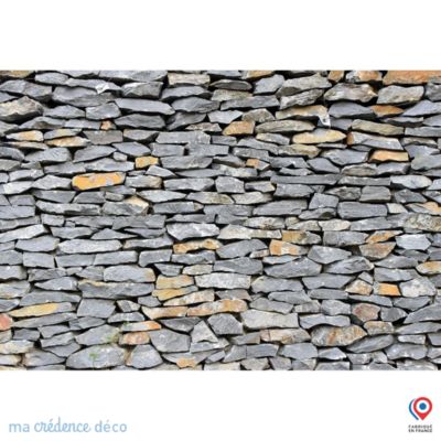 Crédence cuisine fond de hotte Mur de pierres - Verre trempé - L 90 cm x H 70 cm - MaCrédenceDéco