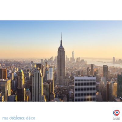 Crédence cuisine fond de hotte New York 2 - Verre trempé - L 90 cm x H 70 cm - MaCrédenceDéco