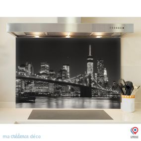 Crédence cuisine fond de hotte New-York Brooklyn - L Verre trempé x H 90 cm - MaCrédenceDéco