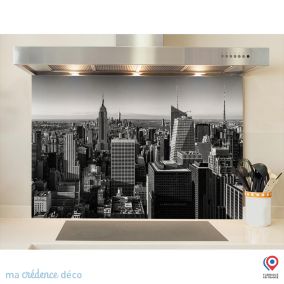 Crédence cuisine fond de hotte New-York - L Alu composite x H 90 cm - MaCrédenceDéco