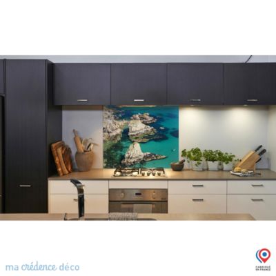 Crédence cuisine fond de hotte Paddle à Morgat - Verre trempé - L 90 cm x H 50 cm
