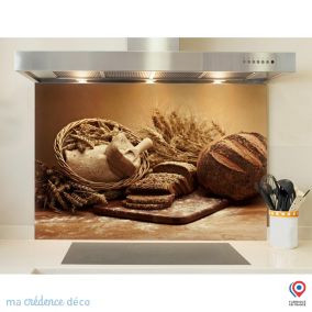 Crédence cuisine fond de hotte Pains et céréales - Verre trempé - L 70 cm x H 60 cm - MaCrédenceDéco