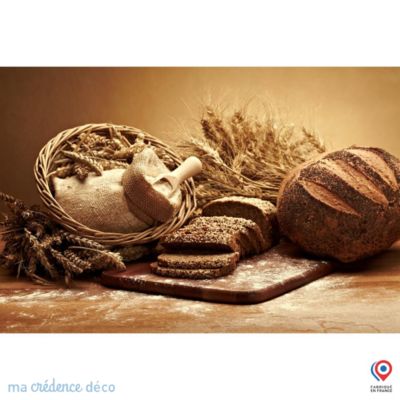 Crédence cuisine fond de hotte Pains et céréales - Verre trempé - L 70 cm x H 60 cm - MaCrédenceDéco