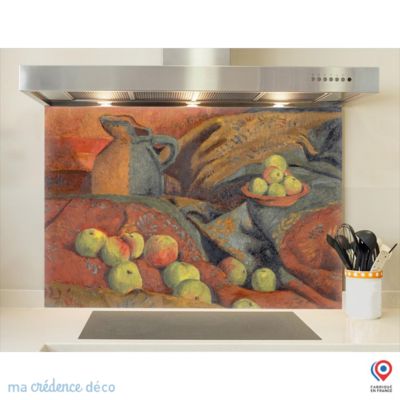 Crédence cuisine fond de hotte Paul Sérusier, Pommes et cruche - Verre trempé - L 70 cm x H 60 cm - MaCrédenceDéco