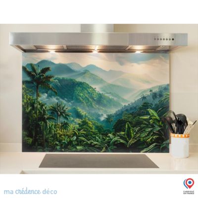Crédence cuisine fond de hotte Paysage tropicale - Verre trempé - L 90 cm x H 70 cm - MaCrédenceDéco