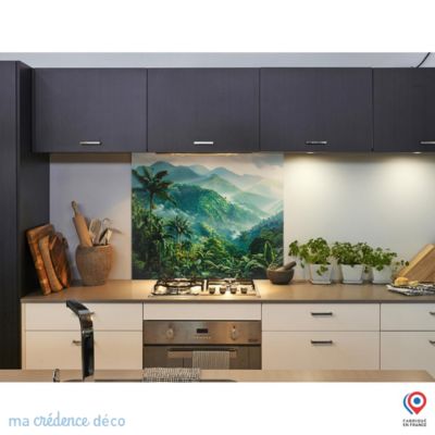 Crédence cuisine fond de hotte Paysage tropicale - Verre trempé - L 90 cm x H 70 cm - MaCrédenceDéco
