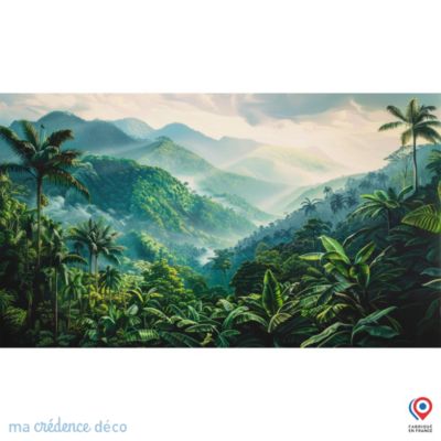 Crédence cuisine fond de hotte Paysage tropicale - Verre trempé - L 90 cm x H 70 cm - MaCrédenceDéco