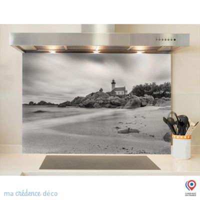 Crédence cuisine fond de hotte Phare de Pontusval - Verre trempé - L 90 cm x H 50 cm - MaCrédenceDéco