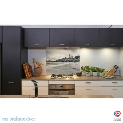 Crédence cuisine fond de hotte Phare de Pontusval - Verre trempé - L 90 cm x H 50 cm - MaCrédenceDéco