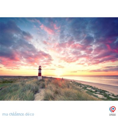 Crédence cuisine fond de hotte Phare et ciel coloré - Verre trempé - L 90 cm x H 60 cm - MaCrédenceDéco