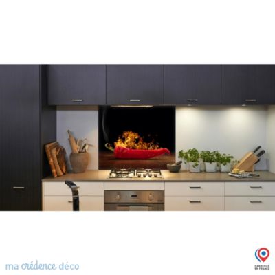 Crédence cuisine fond de hotte Piment rouge 2 - Verre trempé - L 90 cm x H 70 cm - MaCrédenceDéco