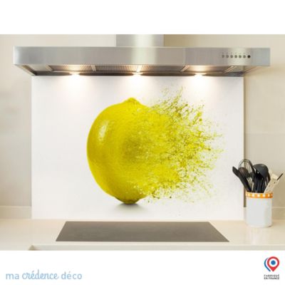 Crédence cuisine fond de hotte Splash citrons 2 - Alu composite - L 90 cm x H 50 cm - MaCrédenceDéco