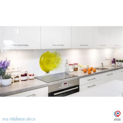 Crédence cuisine fond de hotte Splash citrons 2 - Alu composite - L 90 cm x H 50 cm - MaCrédenceDéco