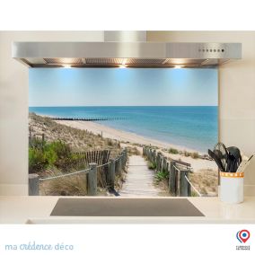 Crédence cuisine fond de hotte Sud ouest, plage1 - Verre trempé - L 70 cm x H 60 cm - MaCrédenceDéco