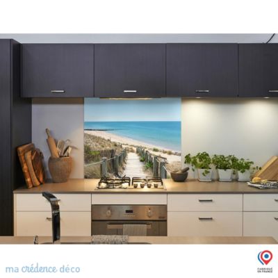 Crédence cuisine fond de hotte Sud ouest, plage1 - Verre trempé - L 70 cm x H 60 cm - MaCrédenceDéco