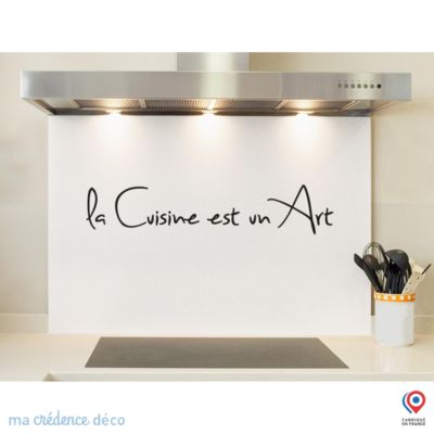 Crédence cuisine fond de hotte Texte La cuisine est un art 1 - Verre trempé - L 90 cm x H 60 cm - MaCrédenceDéco