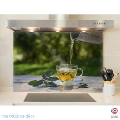 Crédence cuisine fond de hotte Thé à la menthe - Verre trempé - L 70 cm x H 60 cm - MaCrédenceDéco