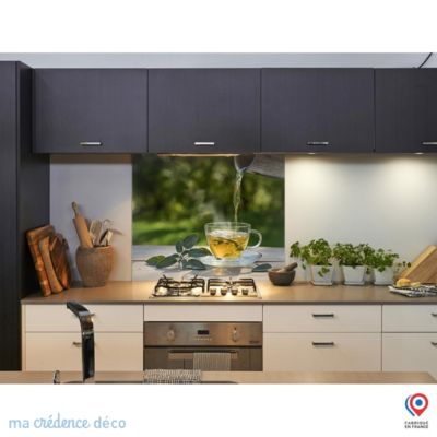 Crédence cuisine fond de hotte Thé à la menthe - Verre trempé - L 70 cm x H 60 cm - MaCrédenceDéco