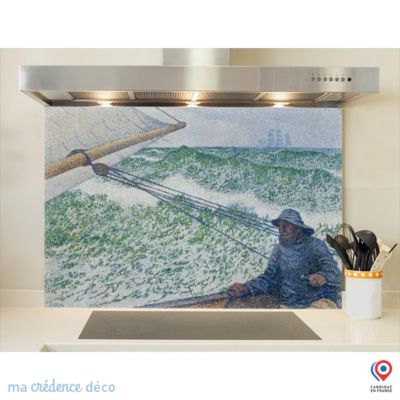 Crédence cuisine fond de hotte Théo Van Rysselberghe, L'homme à la barre - Verre trempé - L 90 cm x H 70 cm - MaCrédenceDéco