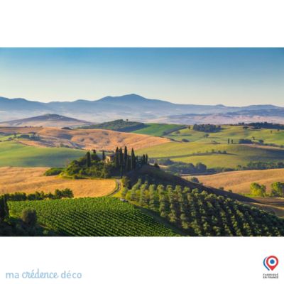 Crédence cuisine fond de hotte Toscane et paysage - Verre trempé - L 90 cm x H 60 cm - MaCrédenceDéco
