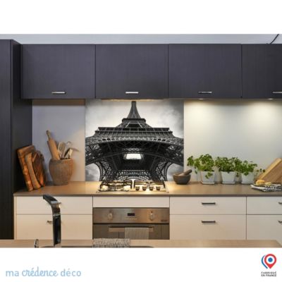 Crédence cuisine fond de hotte Tour-Eiffel - L Verre trempé x H 70 cm - MaCrédenceDéco