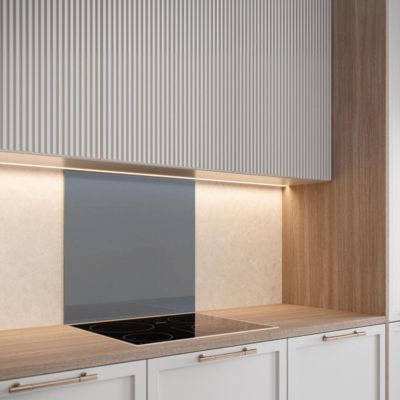 Crédence cuisine fond de hotte verre brillant GLASSY - Gris l 90 x H 70 cm