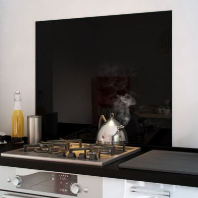 Crédence cuisine fond de hotte verre brillant - Noir l 60 x H 70 cm