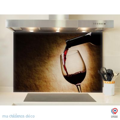 Crédence cuisine fond de hotte Verre de vin rouge 2 - Verre trempé - L 90 cm x H 60 cm - MaCrédenceDéco