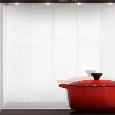 Crédence cuisine fond de hotte verre Premium - Blanc uni l 90 x H 70 cm