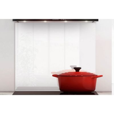 Crédence cuisine fond de hotte verre Premium - Blanc uni l 90 x H 70 cm