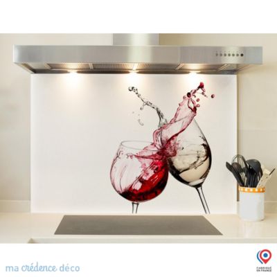 Crédence cuisine fond de hotte Verres sur fond blanc - Alu composite - L 90 cm x H 60 cm - MaCrédenceDéco