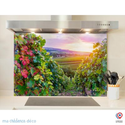 Crédence cuisine fond de hotte Vignobles - Verre trempé - L 90 cm x H 70 cm - MaCrédenceDéco