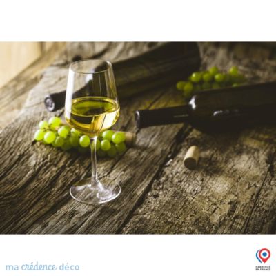 Crédence cuisine fond de hotte Vin blanc et grappe - Verre trempé - L 60 cm x H 45 cm - MaCrédenceDéco