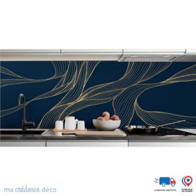 Crédence cuisine Vague fluide dorée foncée 3 -Alu composite- L 245 cm x ...