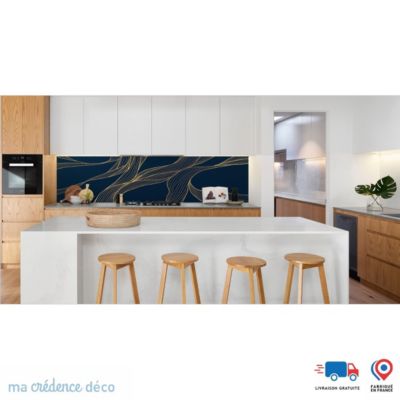 Crédence cuisine Vague fluide dorée foncée 3 -Alu composite- L 245 cm x ...