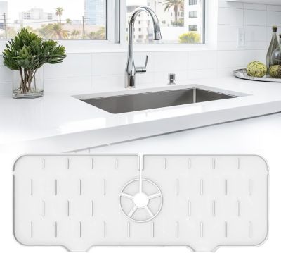 Barrière Anti-éclaboussures Silicone Pour évier – 49x5x8,5 Cm, Blanc, Lavable Au Lave-vaisselle
