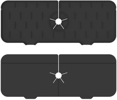 Crédence de cuisine et salle de bain en silicone, tapis d'évier, tapis d'égouttage de vaisselle, support d'évier, noir