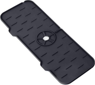 Crédence de cuisine et salle de bain en silicone, tapis d'évier, tapis d'égouttage de vaisselle, support d'évier, noir