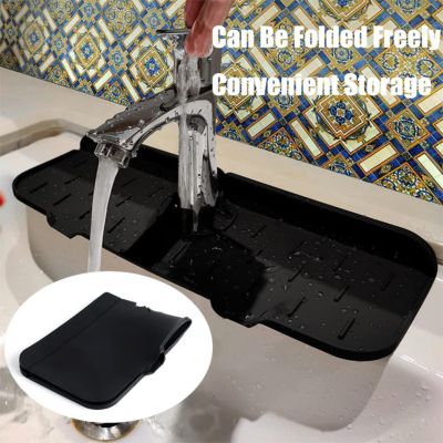 Crédence de cuisine et salle de bain en silicone, tapis d'évier, tapis d'égouttage de vaisselle, support d'évier, noir