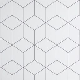 Crédence de cuisine GoodHome Nepeta géométrique blanc l. 180 cm x H. 60 cm x Ep. 3 mm