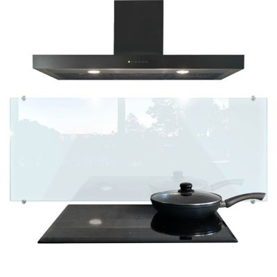 Crédence de cuisine Lacobel Tulup 125x50 cm verre transparent avec fixation par clips