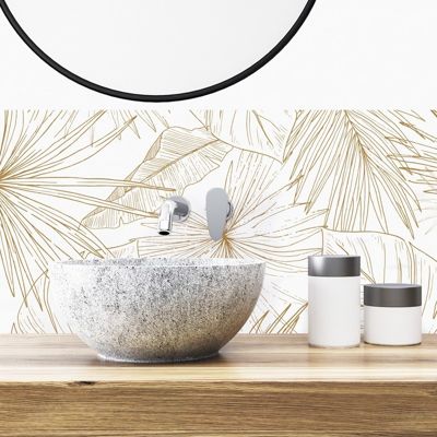 Crédence de salle de bain en Aluminium floral marron 140x30 cm (en 2 bandeaux) - Lamnar