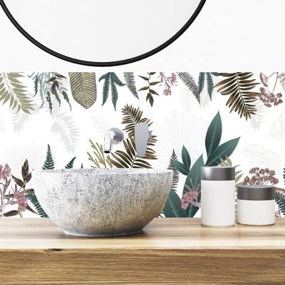 Crédence de salle de bain en Aluminium floral vert 140x30 cm (en 2 bandeaux) - Sweet Jungle