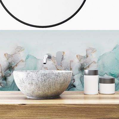 Crédence de salle de bain en Aluminium motif marbre bleu 140x30 cm (en 2 bandeaux) - Fluid Art