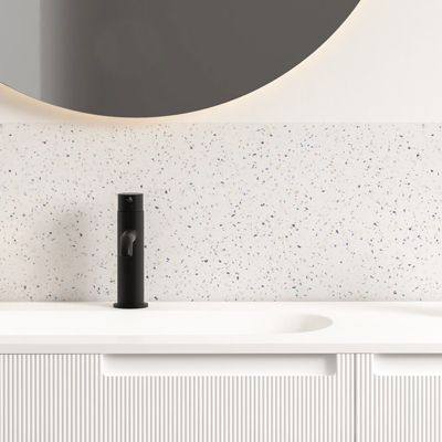 Crédence de salle de bain en Aluminium style terrazzo blanc 140x30 cm (en 2 bandeaux) - Bianco Terrazzo