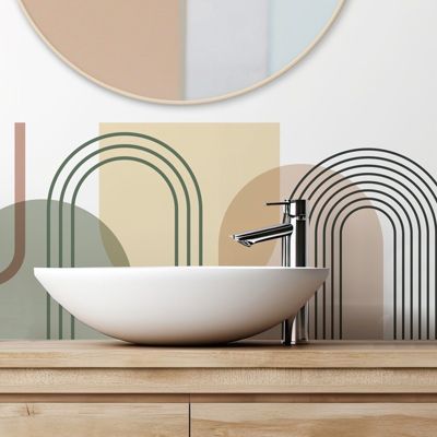 Crédence pour salle de bain en PVC design beige 140x30 cm (en 2 bandeaux)