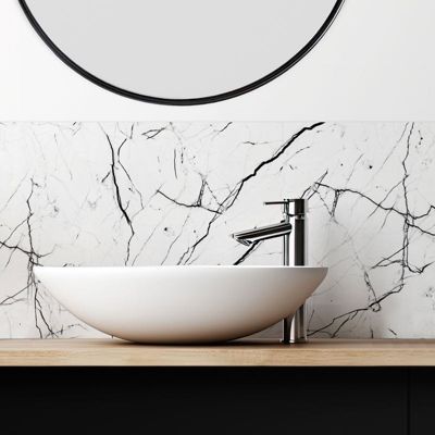 Crédence pour salle de bain en PVC effet marbre noir 140x30 cm (en 2 bandeaux) - Marbre Noir